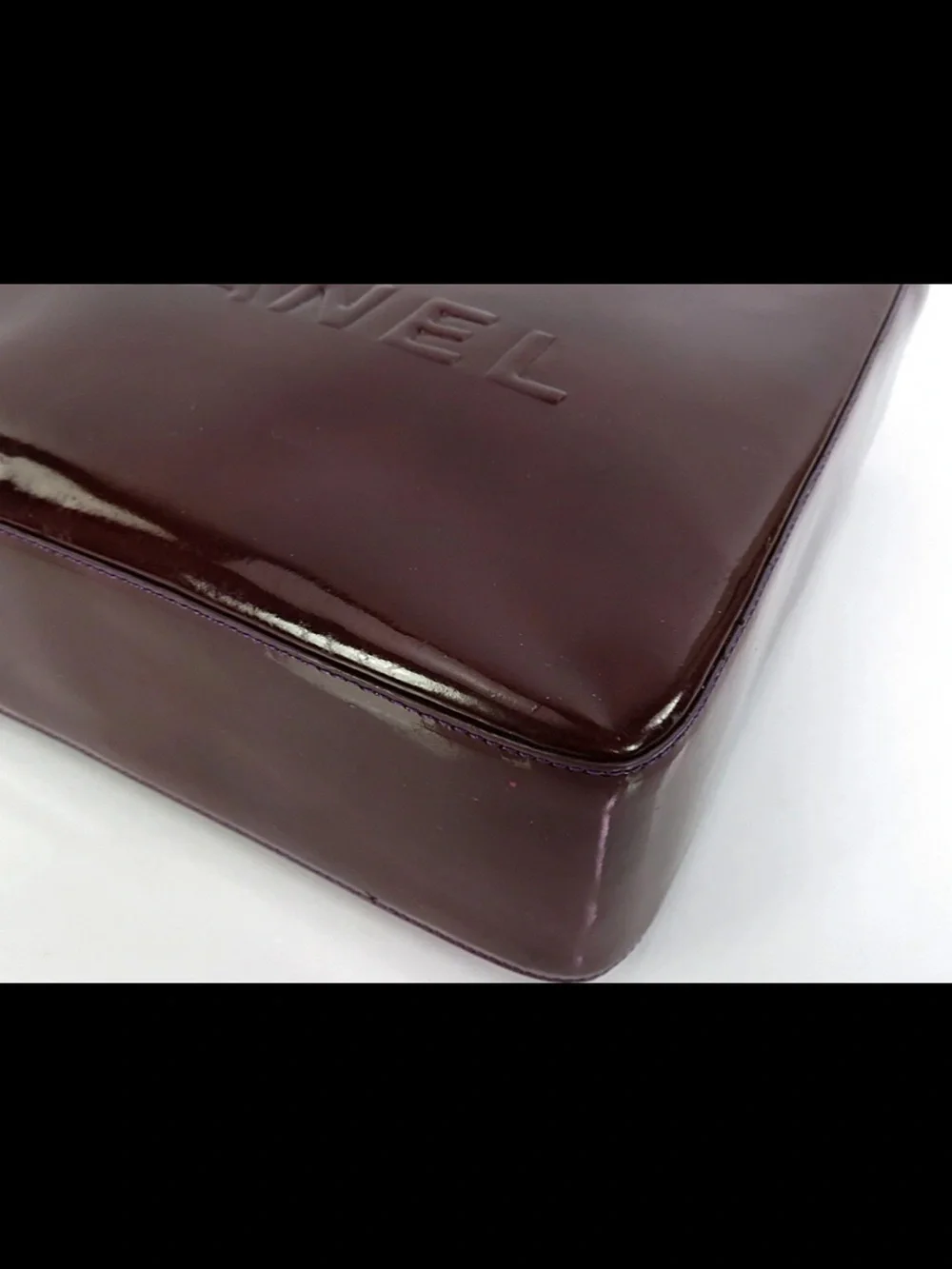 CHANEL Patent Leather Tote Bag in Deep Burgundy